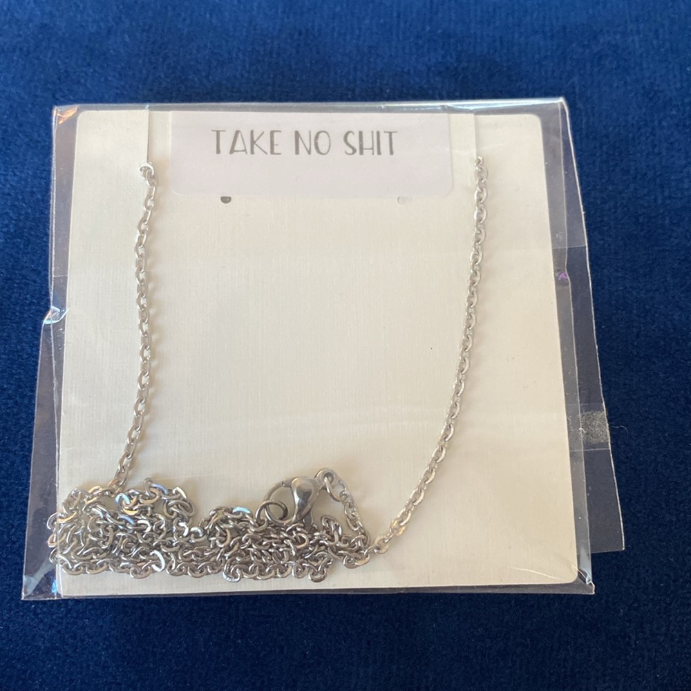 Profound Sass Necklace "Take No Shit" Hand Stamped NWT - Picture 3 of 3
